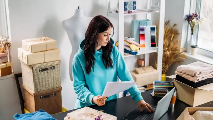 Woman at her desk