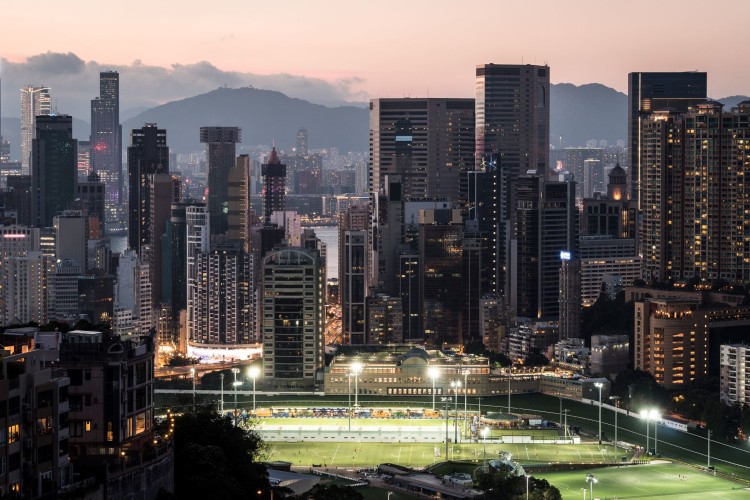 A skylight view or the Happy Valley Race Course in Hong Kong